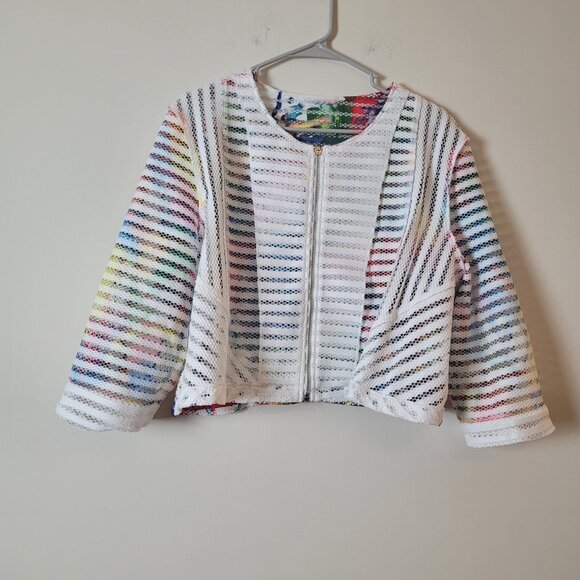 Rose Collection Dress & Jacket Womens 18 white Bright pop mesh A-line midi RC192 - Picture 13 of 16